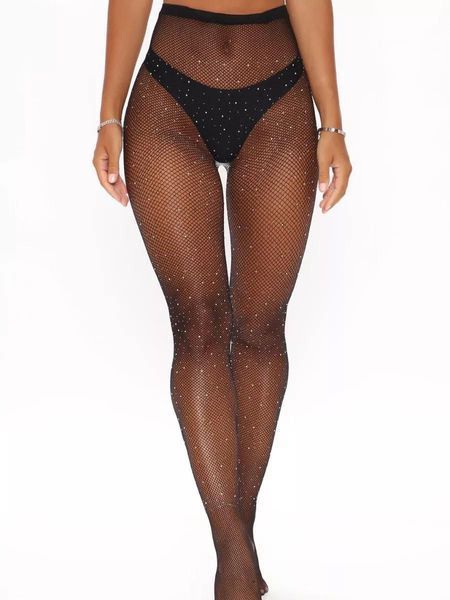 Колготки със стрази в малка мрежа на колана OnoBelleShop, размер onesize, черни ZAKR-1004 снимка