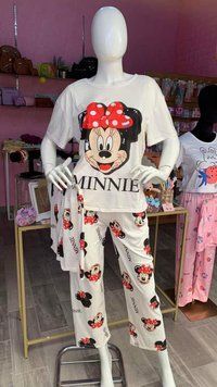 Женски пижамен комплект 3в1 за сън Minnie от бамбук с панталони шорти и тениска размер 42-48 Minnie-1000 фото