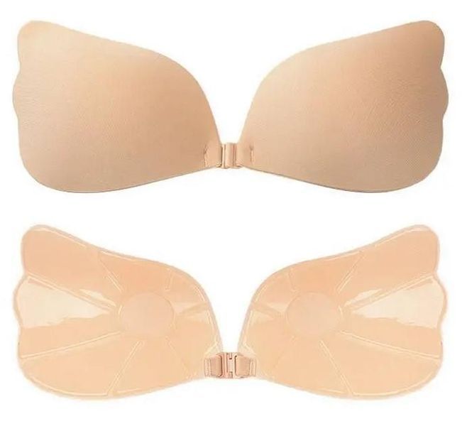 Невидим бюстгалтер Fly-Bra, силиконов бюст без презрамки, Fly bra Вълни, самозалепващ се лиф без презрамки, цвят бежов, размер A Fly-Bra-1003 снимка